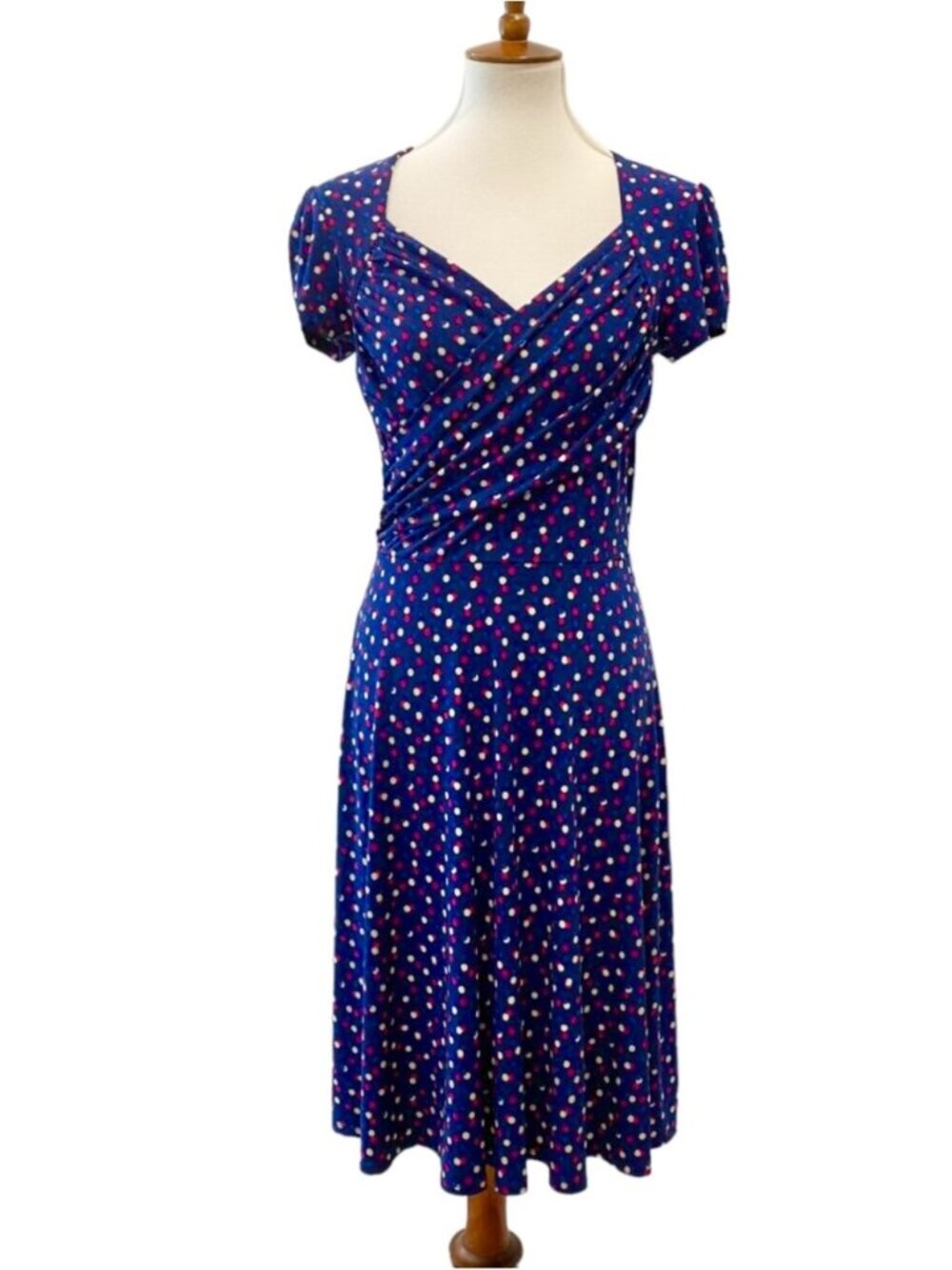 LEOTA Medium Dress Retro Pinup 40s Polka Dot Classic Stretch Travel Rockabilly